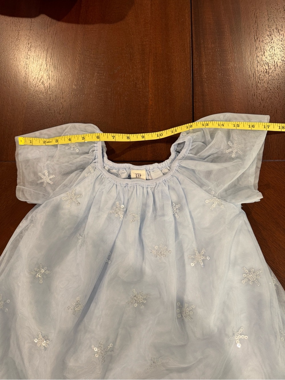 GAP Light Blue Embroidered Tulle Short Sleeve Top